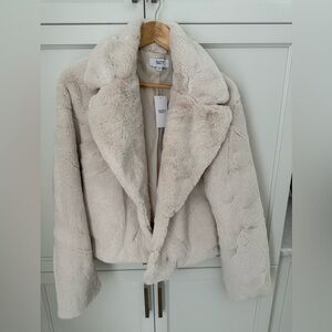 Suzy Shier Cream Teddy Jacket.  Faux Fur